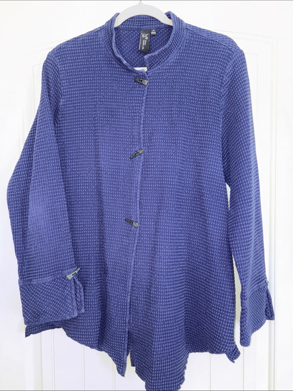 Focus Casual Life Indigo Waffle Knit Toggle Utility Jacket Tribal Buttons - Picture 2 of 3